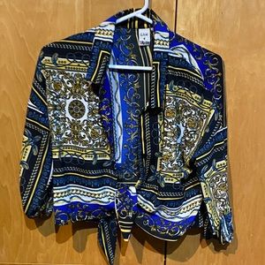 Pattern cropped blouse